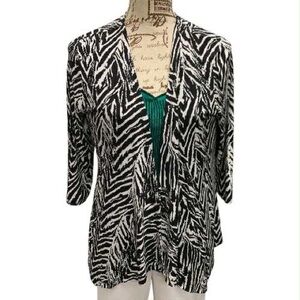 Allison Daley Black and White Patterned Blouse Size S
